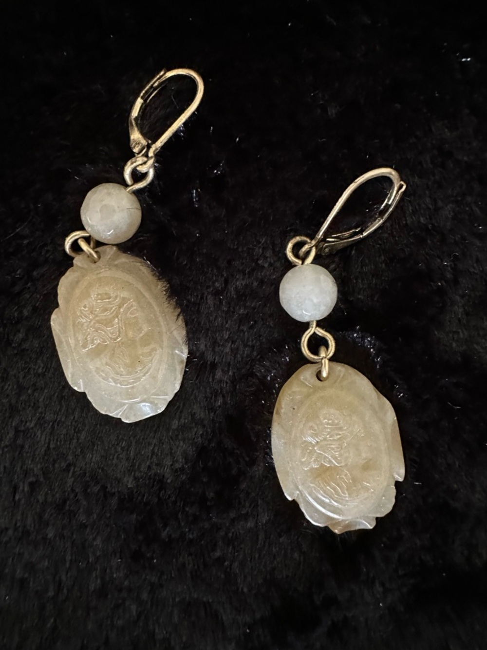 CAbi Pale Green Carved Drop Earrings